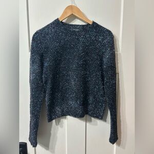 - Banana Republic Blue pink black  Metallic Crewneck Fuzzy textured Sweater